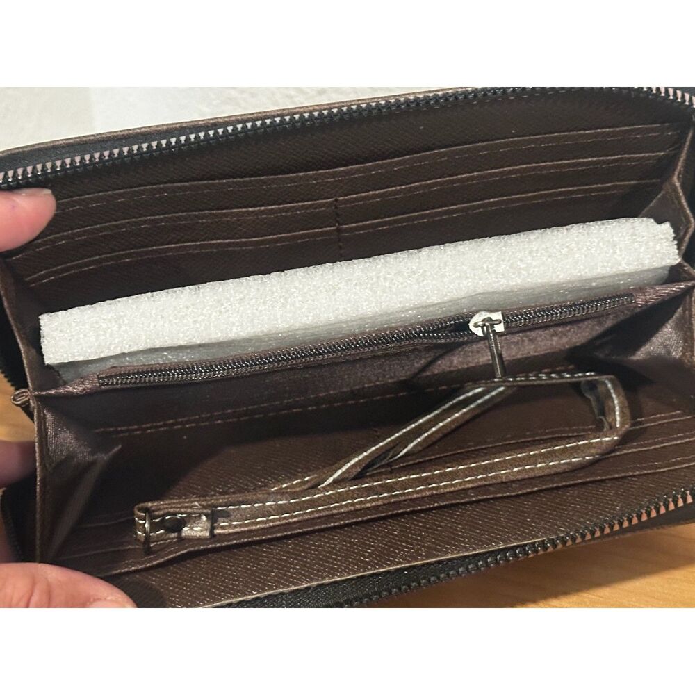 Dark Brown Dachshund-Themed Zip-Around Wallet NWT - Picture 4 of 5